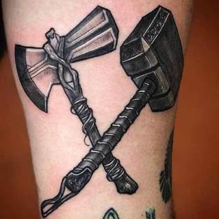 Tattoo: Thor's hammer and axe
