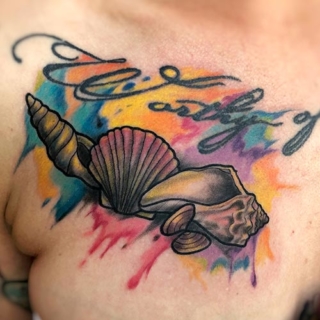 Tattoo: watercolor style seashells
