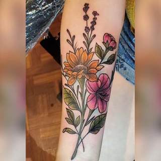 Tattoo: beautiful colorful flowers