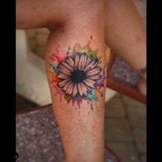 Tattoo: watercolor sun flower