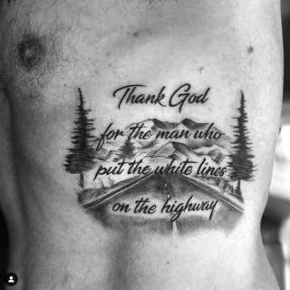 Tattoo: forest scene with quote