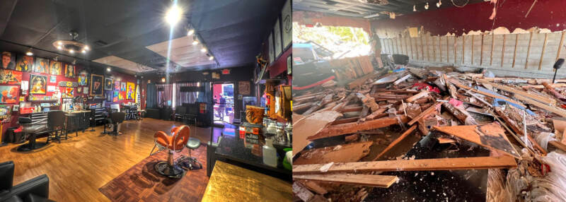 The before and after picture of damage sustained in Hurricane Ian